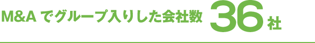 M＆Aでグループ入りした会社数36社